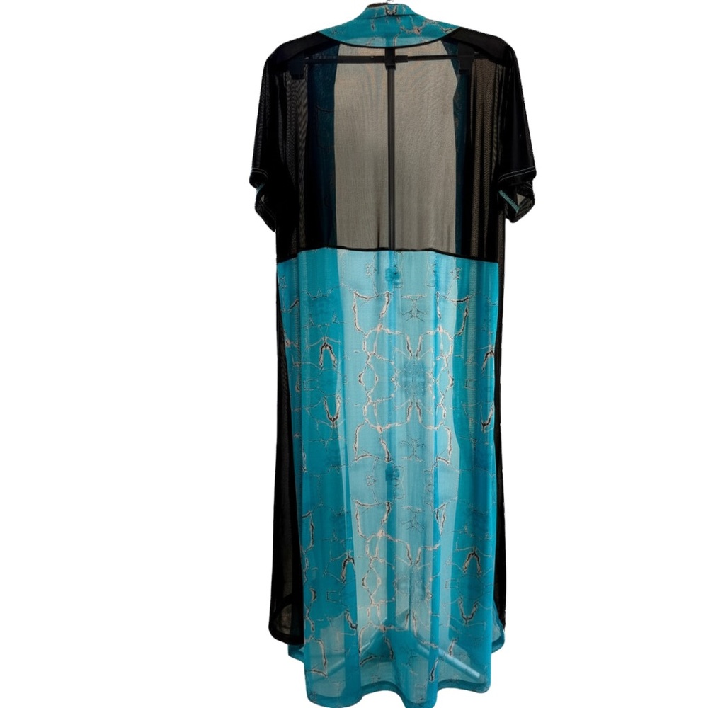 Crazy Train Mesh Duster Turquoise Marble High Low Kimono OSFM Western Boho Layer